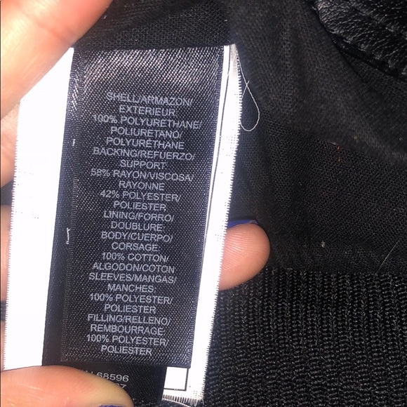 DKNY Faux Leather Bomber Jacket - Picture 6 of 8